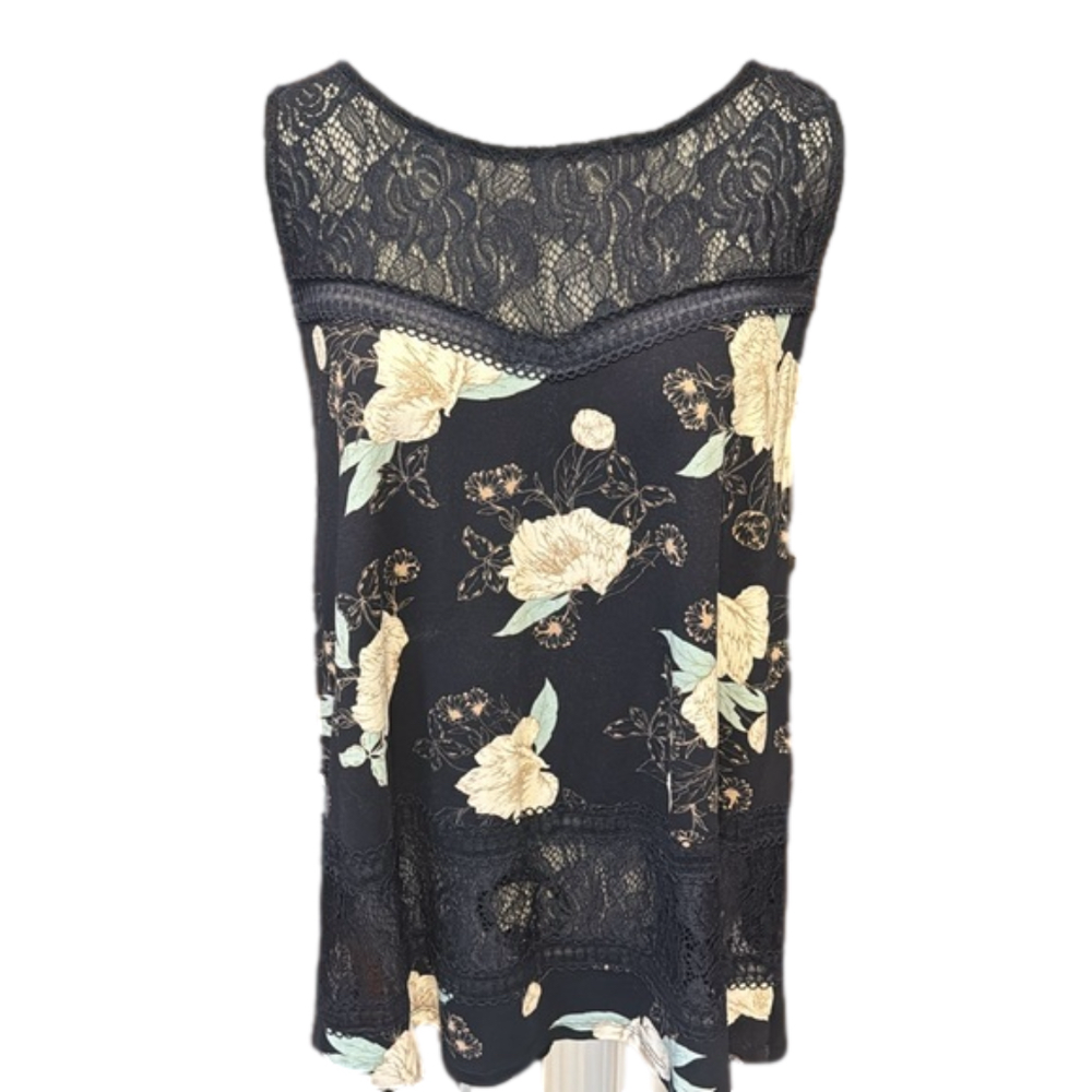 Torrid Floral and Lace Sleeveless Top Size M